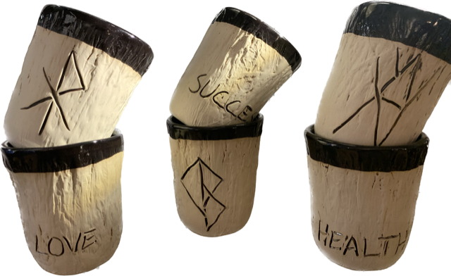 Ceramic Glass with Rune Charms by Þoa Ceramic Glass with Rune Charms by Þoa